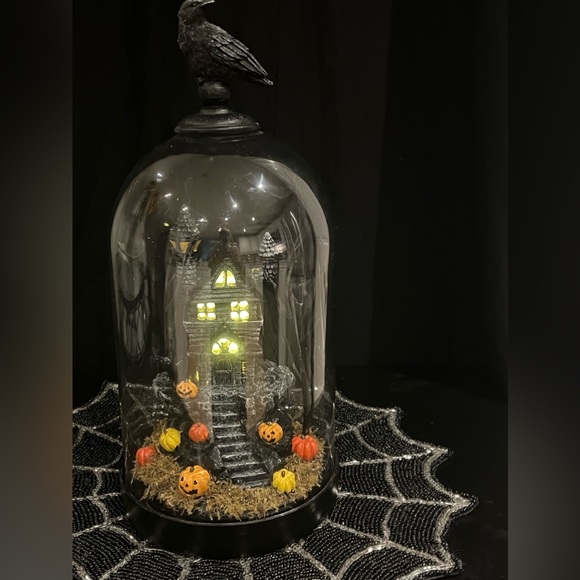 Martha Stewart Halloween Haunted House Light Up LED Glass Cloche Pumpkins New - Picture 7 of 15